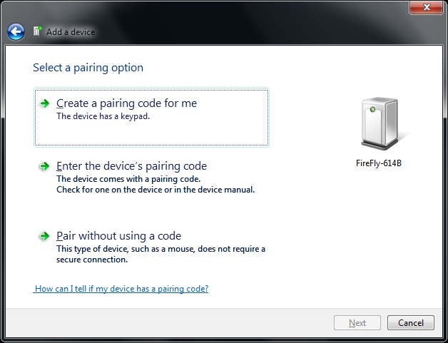 Add a Device Pairing Options
