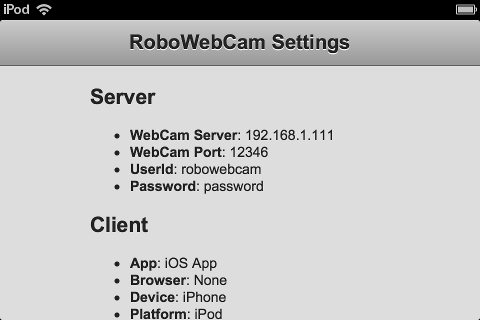 RoboWebCam Settings